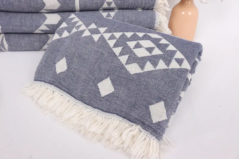 Turkish Bedcover, Personalized Blanket, 70x60 Cotton Geometric Towel, Monogram Beach Blanket, Summer Gift, Decorative Blanket, Wedding Favors - 4