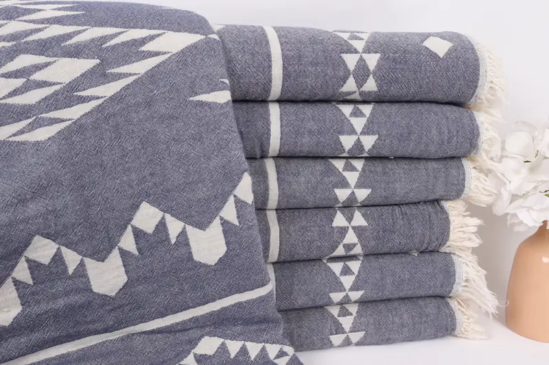 Turkish Bedcover, Personalized Blanket, 70x60 Cotton Geometric Towel, Monogram Beach Blanket, Summer Gift, Decorative Blanket, Wedding Favors - 1