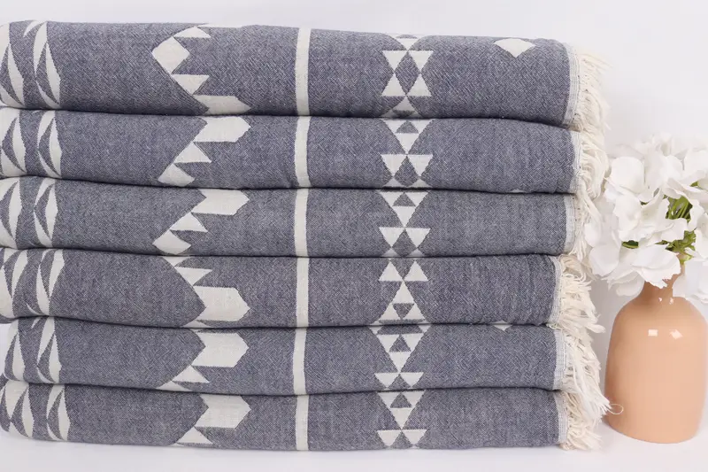 Turkish Bedcover, Personalized Blanket, 70x60 Cotton Geometric Towel, Monogram Beach Blanket, Summer Gift, Decorative Blanket, Wedding Favors - 3