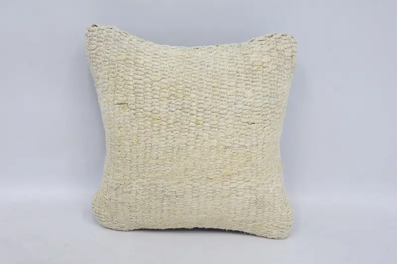 Office Chair Pillow Sham, Interior Designer Pillow, Boho Pillow, 12x12 White Pillow Case, Cushion, Garden Pillow Cover, Kilim Pillow Cover - 1