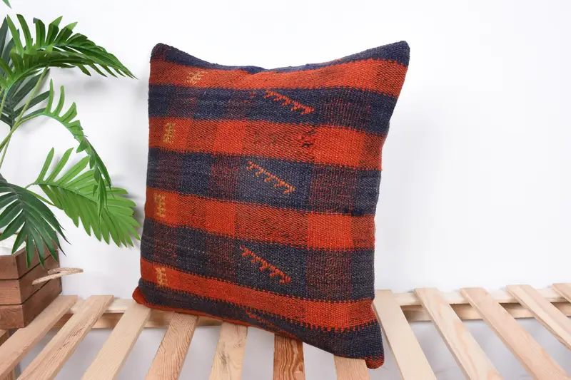 Office Chair Cushion, Gift Pillow, Yoga Pillow Cover, Kilim Cushion Sham, Neutral Pillow Case, Pillow Cover, Kilim Pillow, 20x20 Orange Cushion Case - 5