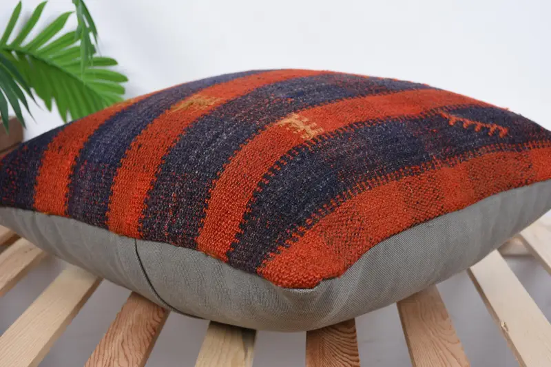 Office Chair Cushion, Gift Pillow, Yoga Pillow Cover, Kilim Cushion Sham, Neutral Pillow Case, Pillow Cover, Kilim Pillow, 20x20 Orange Cushion Case - 6