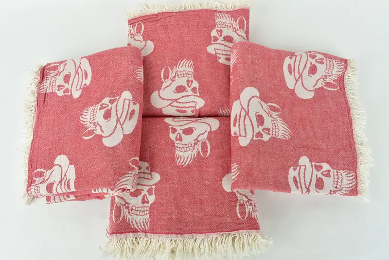 70x36 Cotton Skull Patterned Towel, Bridal Gifts, Peshtemal Towel, Wedding Favors, Embroidered Towel, Cancun Bachelorette Party Gift Ideas - 8