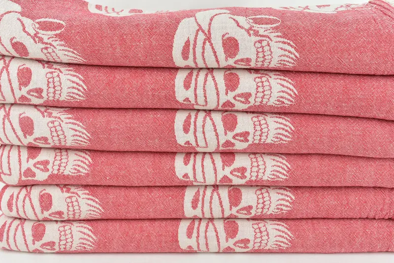 70x36 Cotton Skull Patterned Towel, Bridal Gifts, Peshtemal Towel, Wedding Favors, Embroidered Towel, Cancun Bachelorette Party Gift Ideas - 4