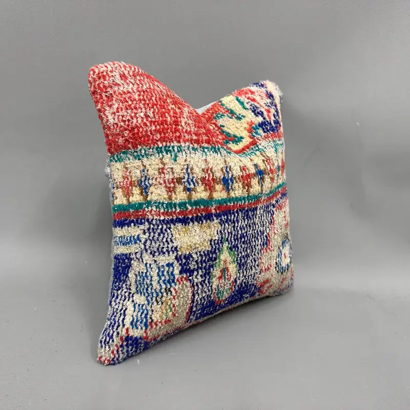 Decorative Pillow Case, Boho Chic Cushion Cover, Pillow for Couch, Antique Pillows, 12x12 Red Pillow, Pillow Case, Pillow for Sofa - 2