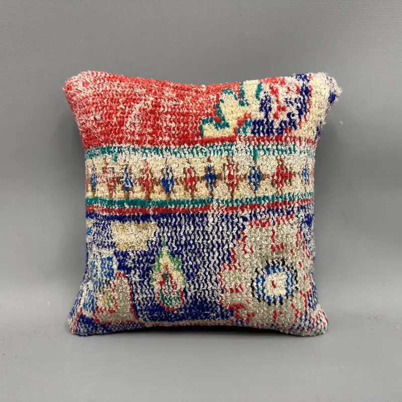 Decorative Pillow Case, Boho Chic Cushion Cover, Pillow for Couch, Antique Pillows, 12x12 Red Pillow, Pillow Case, Pillow for Sofa - 4