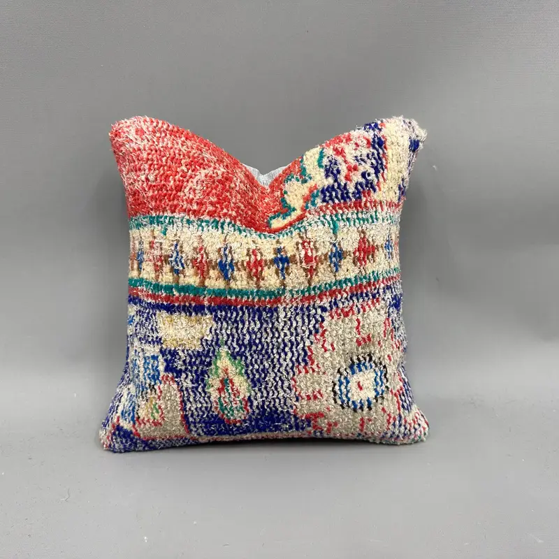 Decorative Pillow Case, Boho Chic Cushion Cover, Pillow for Couch, Antique Pillows, 12x12 Red Pillow, Pillow Case, Pillow for Sofa - 1
