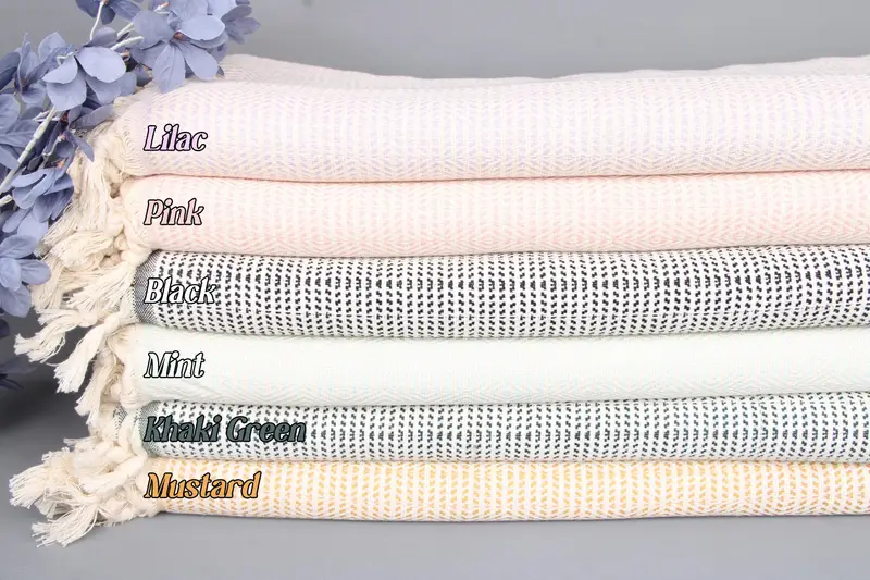 Bridal Shower Gift Turkish Cotton Geometric Blanket, 75x91
