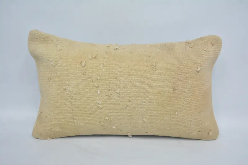 Kilim Pillow, Handmade Kilim Cushion, Boho Pillow Sham Cover, Cushion Cover, Traditional Cushion Cover, 12x20 Beige Pillow Sham - 1