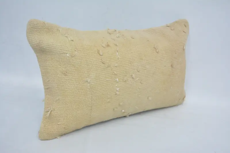 Kilim Pillow, Handmade Kilim Cushion, Boho Pillow Sham Cover, Cushion Cover, Traditional Cushion Cover, 12x20 Beige Pillow Sham - 3