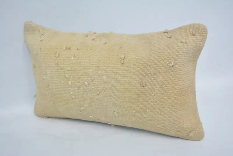 Kilim Pillow, Handmade Kilim Cushion, Boho Pillow Sham Cover, Cushion Cover, Traditional Cushion Cover, 12x20 Beige Pillow Sham - 4