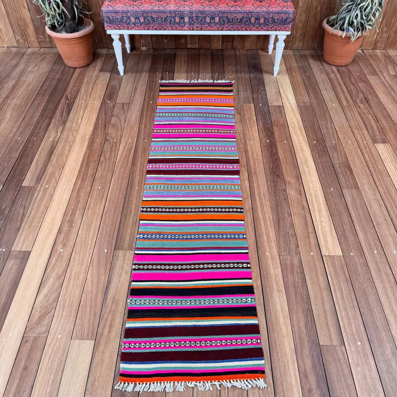 1.6x6.46 ft Turkish Vintage Rug, Runner Rug, Oushak Blue Wool Rug - 1