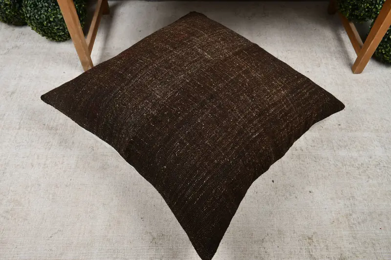 Cushion, Vintage Kilim Pillow, Kilim Cushion Sham, 32x32 Brown Cushion Case, Lounge Throw Pillow, Accent Throw Pillow Cover, Kilim Pillow Cover - 8