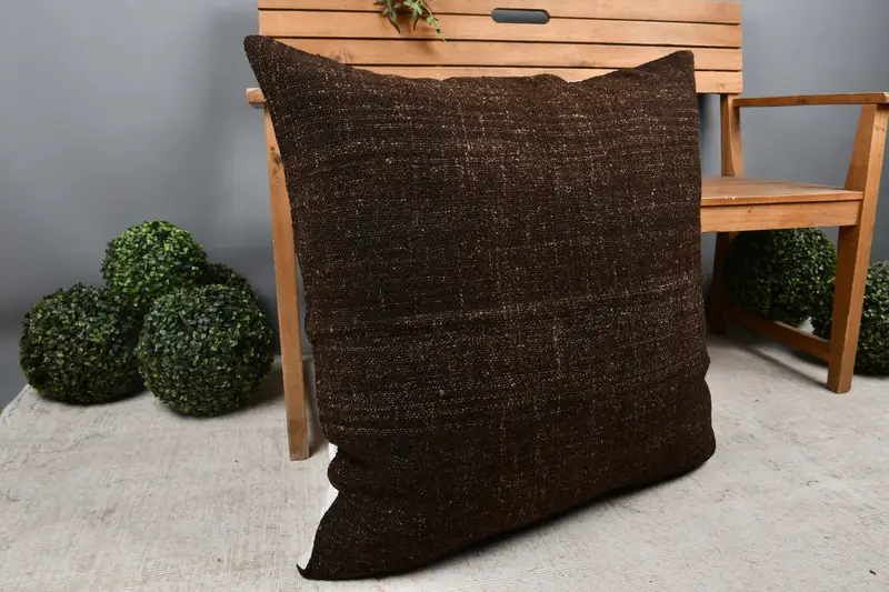 Cushion, Vintage Kilim Pillow, Kilim Cushion Sham, 32x32 Brown Cushion Case, Lounge Throw Pillow, Accent Throw Pillow Cover, Kilim Pillow Cover - 7