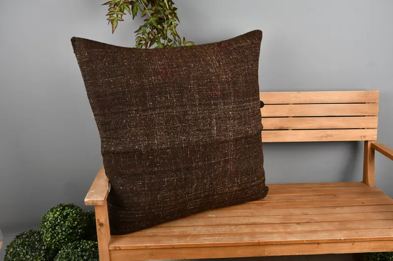 Cushion, Vintage Kilim Pillow, Kilim Cushion Sham, 32x32 Brown Cushion Case, Lounge Throw Pillow, Accent Throw Pillow Cover, Kilim Pillow Cover - 1