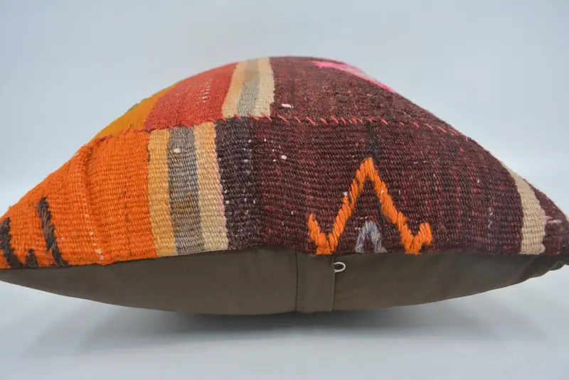 Vintage Kilim Pillow, Turkish Pillow, Aztec Cushion Case, Pillow for Couch, Pillow Case, Neutral Cushion, 16x24 Orange Cushion Case - 5