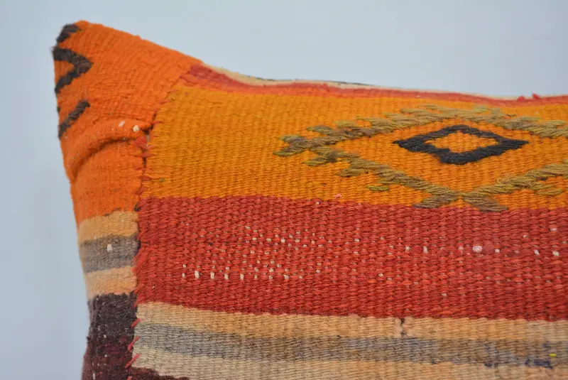 Vintage Kilim Pillow, Turkish Pillow, Aztec Cushion Case, Pillow for Couch, Pillow Case, Neutral Cushion, 16x24 Orange Cushion Case - 2