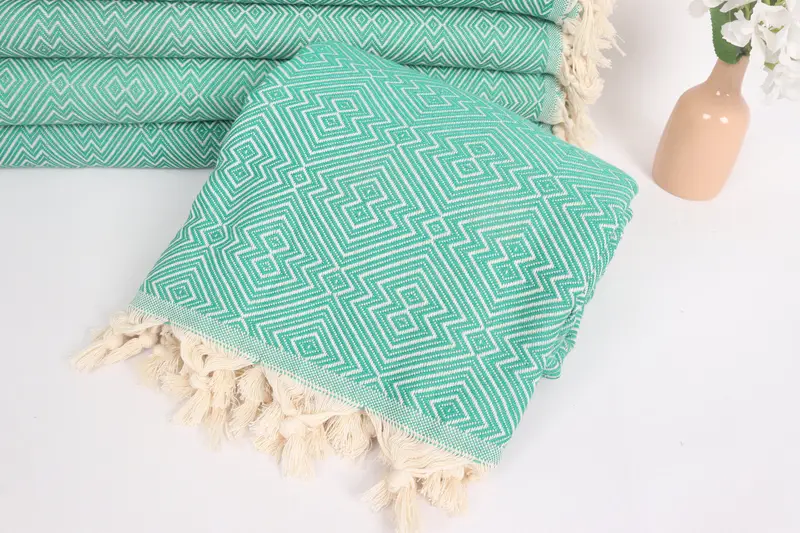 Turkish Blanket, Tablecloth, Shower Curtain, 92x80 Cotton Diamond Towel, Wedding Favors, Monogram Beach Blanket, Decorative Bedspread, Handmade Gift - 4