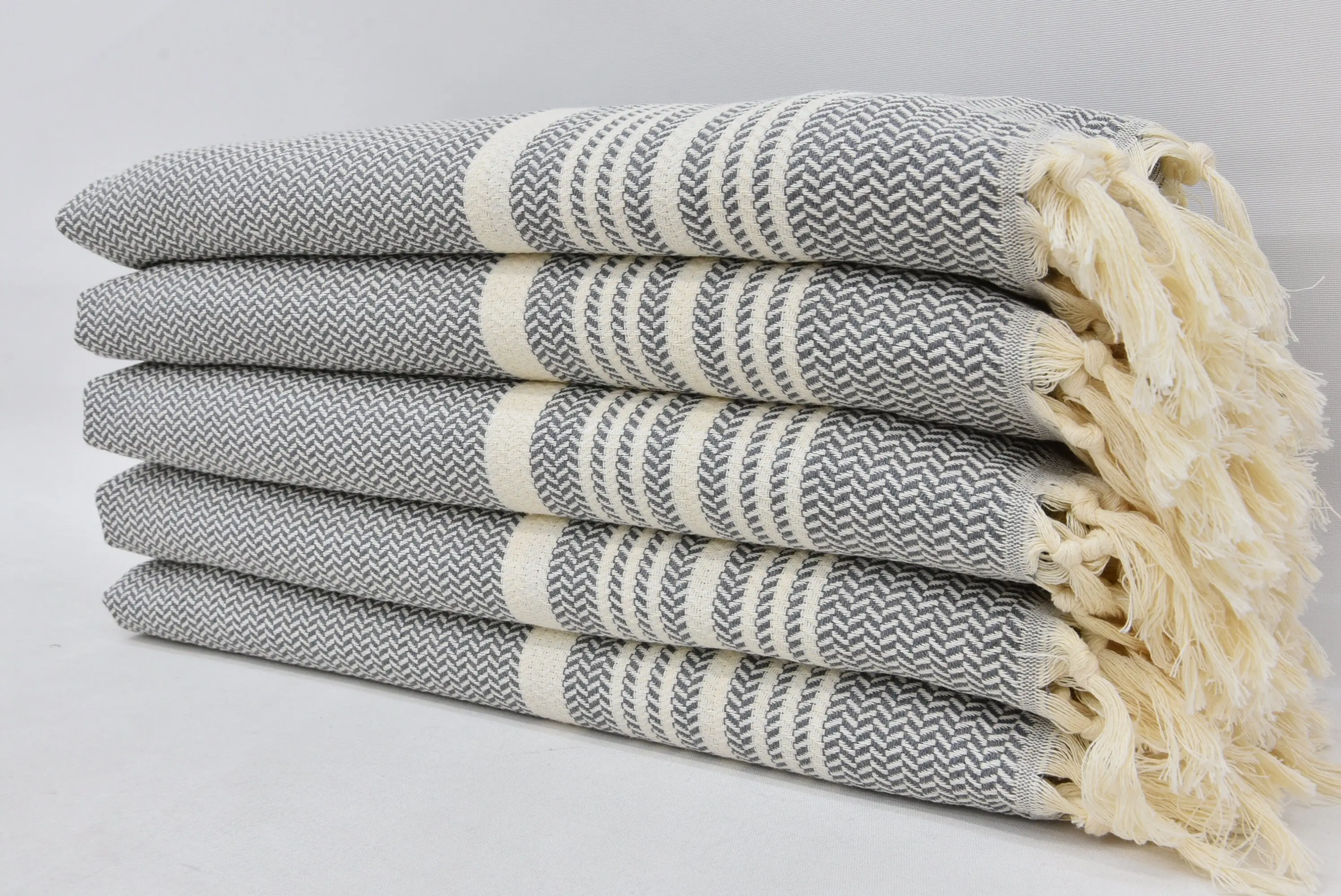 Turkish Hand Towel Organic Cotton Dark Gray, 18x36 - 1