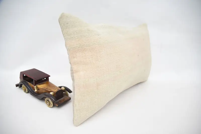 Antique Pillows, Ikat Cushion Case, Pillow Sham, Pillow for Couch, 12x20 Beige Cushion Case, Vintage Pillow Case, Kilim Cushion Sham - 2