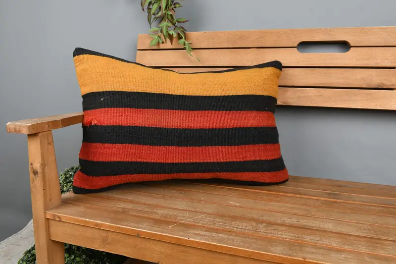 Ikat Pillow Sham, Bed Cushion, Interior Designer Pillow, Cushion Cover, Christmas Pillow Case, Gift Pillow, Vintage Pillow, 16x24 Orange Pillow Sham - 1