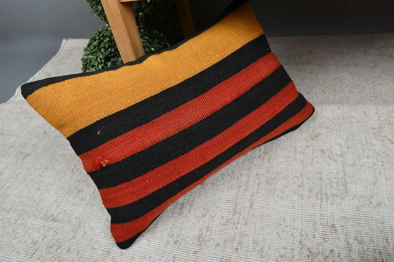 Ikat Pillow Sham, Bed Cushion, Interior Designer Pillow, Cushion Cover, Christmas Pillow Case, Gift Pillow, Vintage Pillow, 16x24 Orange Pillow Sham - 7