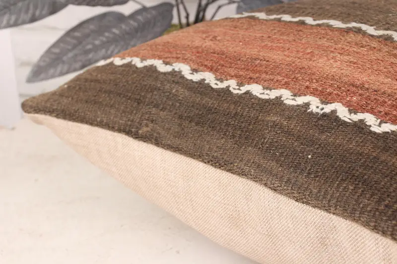 18x18 Brown Pillow Sham, Cushion Cover, Vintage Kilim Pillow, Kilim Pillow, Decorative Throw Pillow Case, Throw Kilim Pillow, Accent Pillow Sham - 7