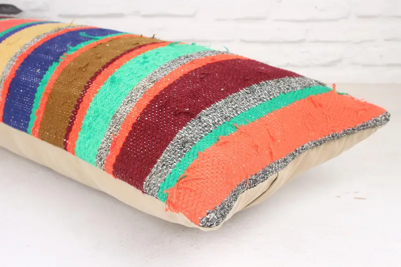 Pillow Sham, Boho Pillow Sham Cover, 12x36 Green Cushion Cover, Vintage Kilim Pillow, One Of A Kind Cushion, Handmade Kilim Cushion - 6