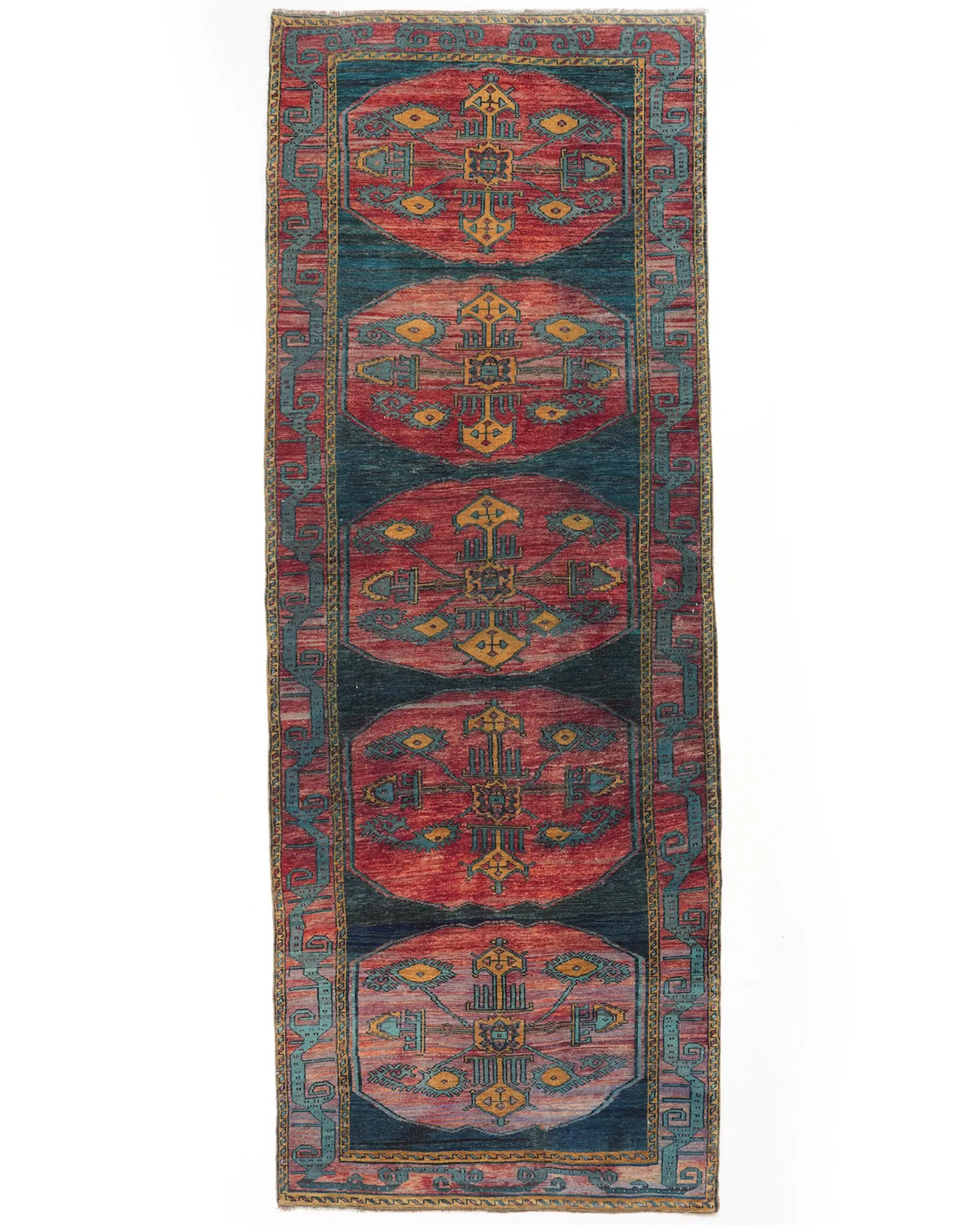 Turkish Runner Rug 3.9x11.1 ft (120x338 cm), Vintage Red Wool Rug - 1
