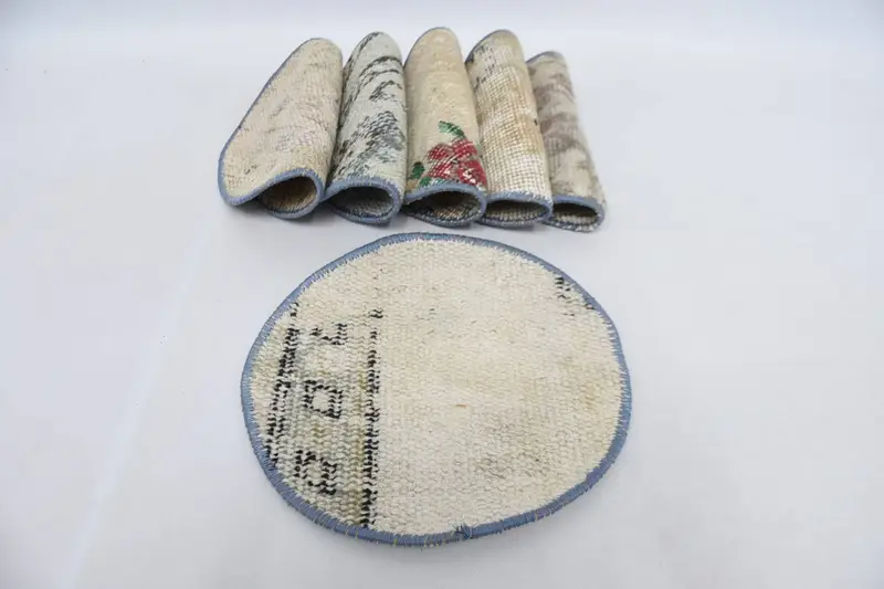 Steampunk-Böhmische Kreis-Tischsets, grünes und beiges Baumwoll-Wolldekor