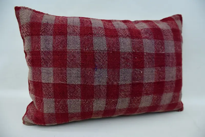 Turkish Kilim Pillow, Pillow for Couch, Cushion Case, 16x24 Red Pillow Case, Anatolian Cushion Case, Meditation Pillow Case, Handmade Kilim Cushion - 2