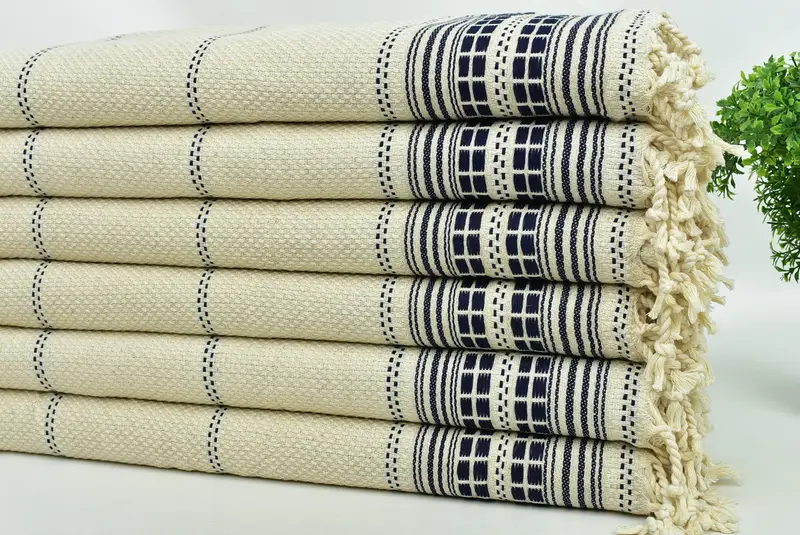 Eve Taşıma Hediyesi, 40x20 Keten Çizgili Havlu, Monogramlı El Havlusu, Yaz Hediyesi, Spa Havlu, Nedime Hediyeleri, Banyo Havlusu, Özel El Havlusu - 3