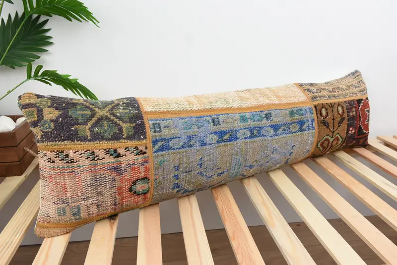 12x43 Black Cushion Cover, Kilim Pillow, Handmade Kilim Cushion, Pillow Cover, Bench Pillow Case, Kilim Pillow Cover, Tapestry Pillow Case - 4