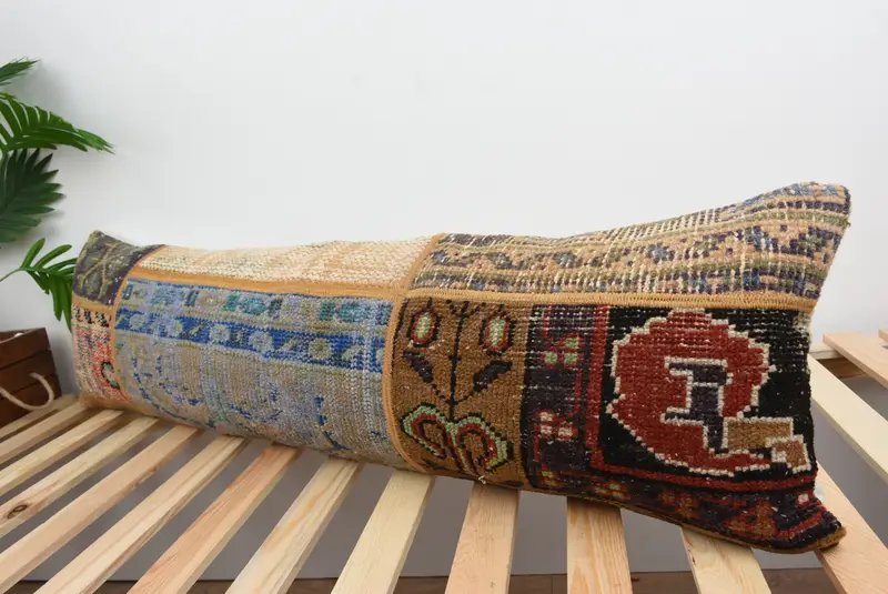 12x43 Black Cushion Cover, Kilim Pillow, Handmade Kilim Cushion, Pillow Cover, Bench Pillow Case, Kilim Pillow Cover, Tapestry Pillow Case - 5
