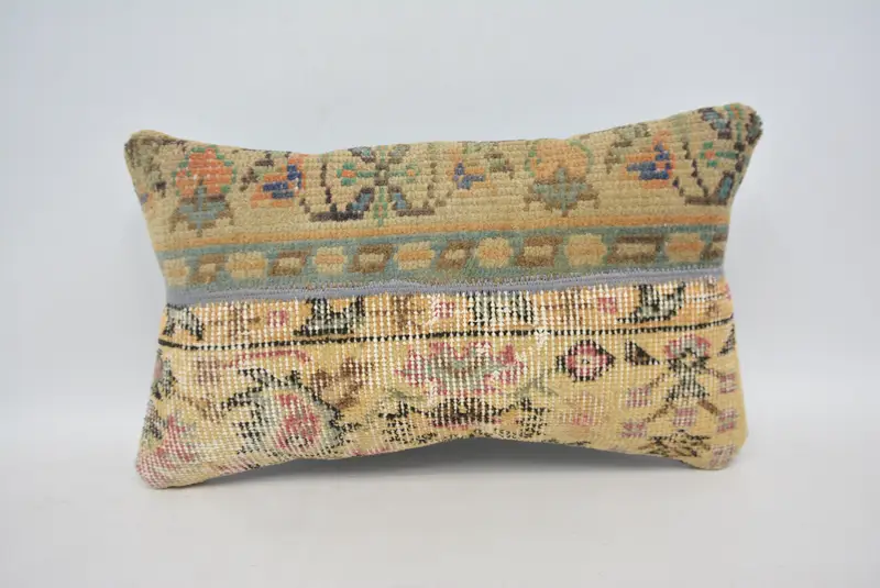 Pillow, Vintage Kilim Throw Pillow, Pet Pillow Case, 12x20 Beige Pillow Cover, Handmade Kilim Cushion, Kilim Pillow Cover, Customized Cushion Case - 1
