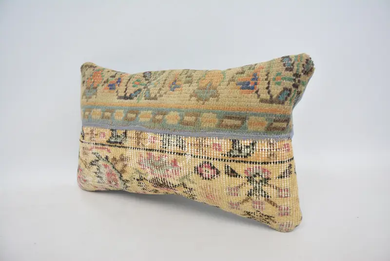 Pillow, Vintage Kilim Throw Pillow, Pet Pillow Case, 12x20 Beige Pillow Cover, Handmade Kilim Cushion, Kilim Pillow Cover, Customized Cushion Case - 4