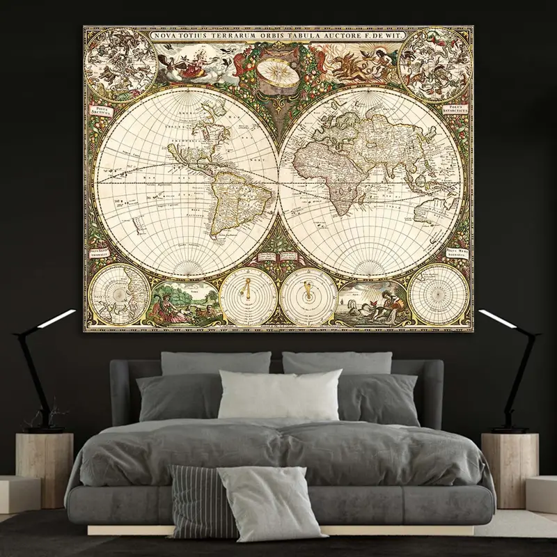 Vintage Retro Map, Old World Map, Home Decor Map, Large Wall Decor, World Map Print, Large Wall Map, Antique World Map, Living Room Wall Art - 3