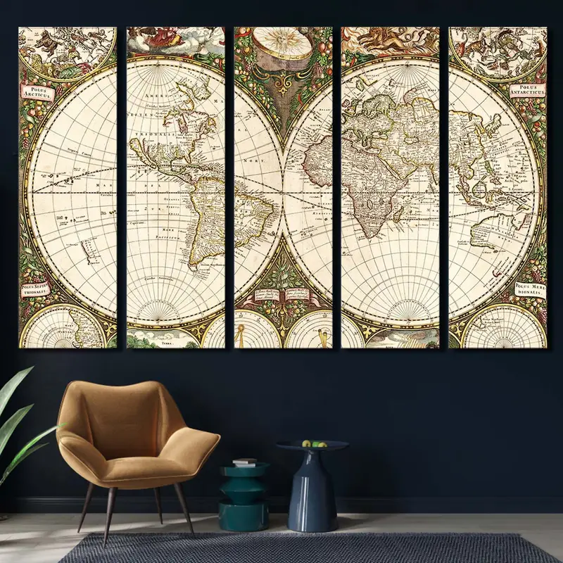 Vintage Retro Map, Old World Map, Home Decor Map, Large Wall Decor, World Map Print, Large Wall Map, Antique World Map, Living Room Wall Art - 6