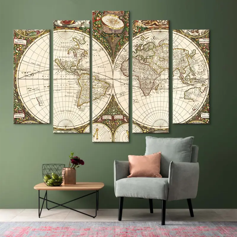 Vintage Retro Map, Old World Map, Home Decor Map, Large Wall Decor, World Map Print, Large Wall Map, Antique World Map, Living Room Wall Art - 1