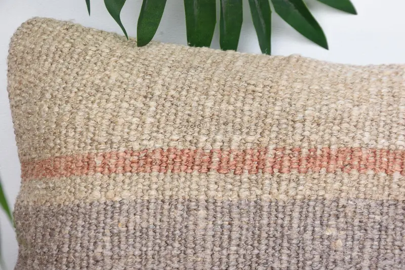 Turkish Kilim Pillow, Throw Kilim Pillow, Pillow Case, Kilim Pillow Cover, 8x16 Beige Pillow Cover, Turkish Corner Pillow Sham, Muted Pillow - 2