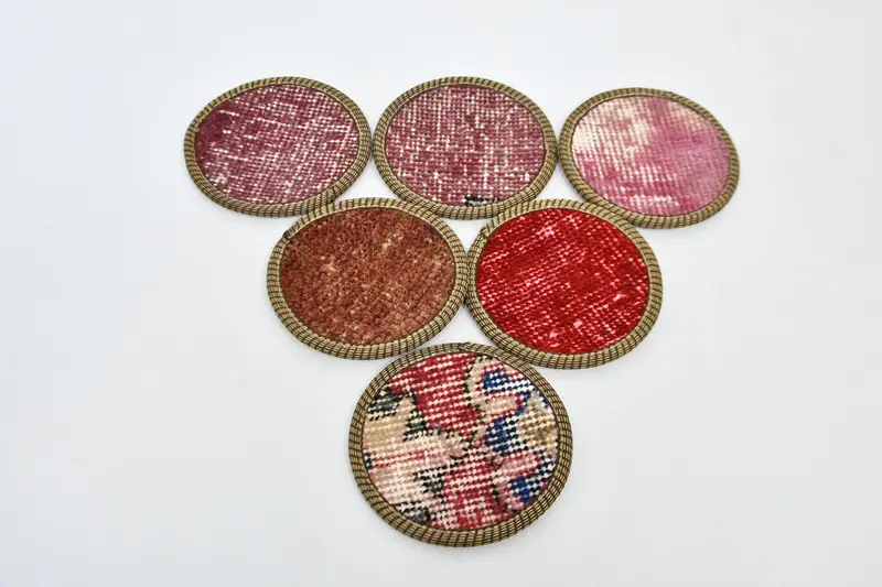 Posavasos redondos bohemios, posavasos de mesa tejidos rojos y morados