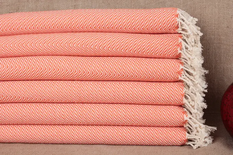 トルコ製ハンドタオル、オレンジシェブロンタオル、20x40インチ