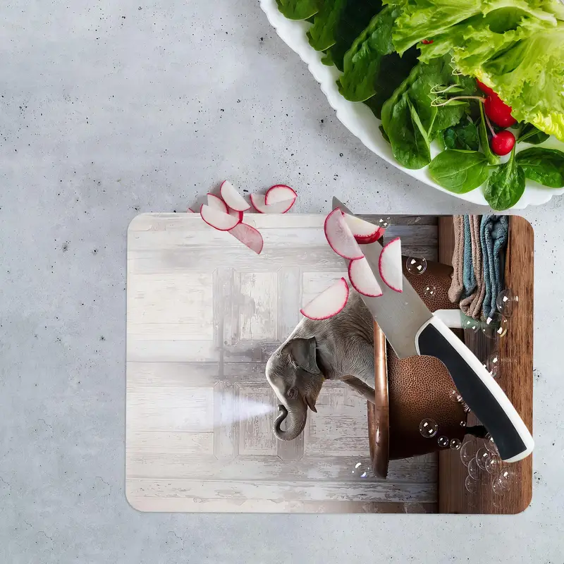 強化安全性と滑り止めフィートを備えたエレガントなガラスまな板