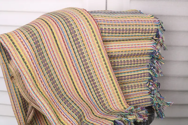 Custom Beach Towel Mustard Cotton Waffle Towel, 40x71 Inches