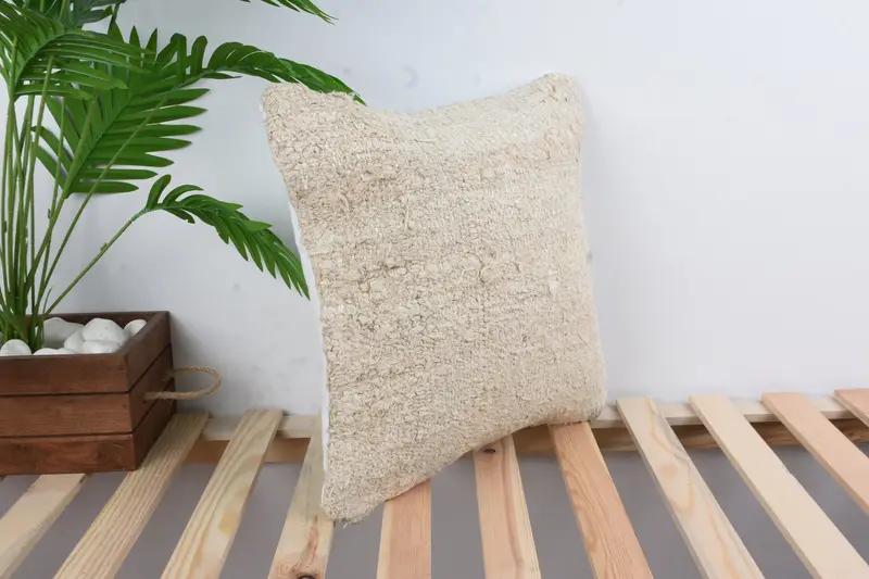 Pillow for Couch, Pillow Sham, Throw Kilim Pillow, Retro Throw Pillow Sham, Comfy Throw Cushion, Boho Pillow Sham Cover, 16x16 White Cushion - 4