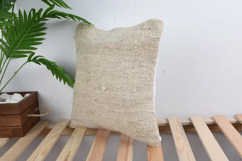 Pillow for Couch, Pillow Sham, Throw Kilim Pillow, Retro Throw Pillow Sham, Comfy Throw Cushion, Boho Pillow Sham Cover, 16x16 White Cushion - 5