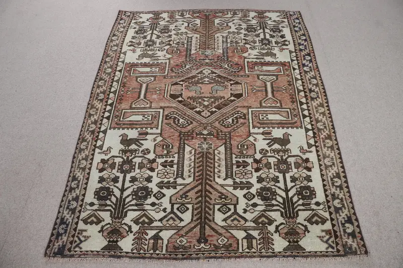 0,3x4,2 ft Halı, Canlı Turuncu ve Bej İkat Tasarım