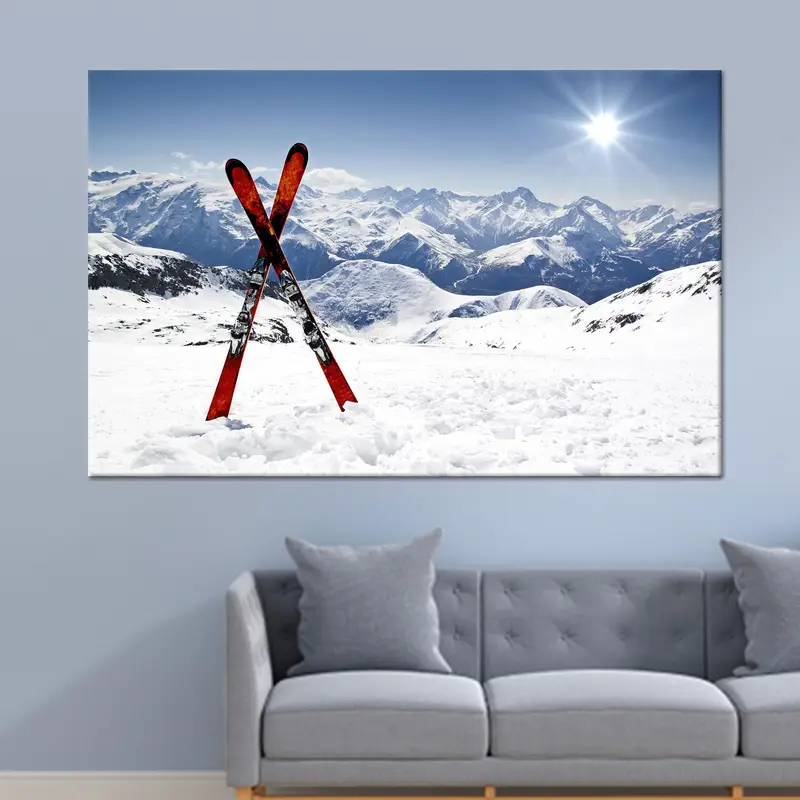Elegante Ski-Szene-Leinwand: Winterlandschaft-Kunstdruck