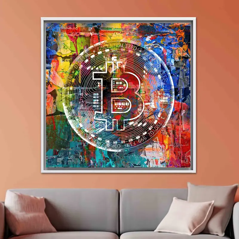 エレガントなビットコイン キャンバス: 鮮やかな暗号通貨アート プリント