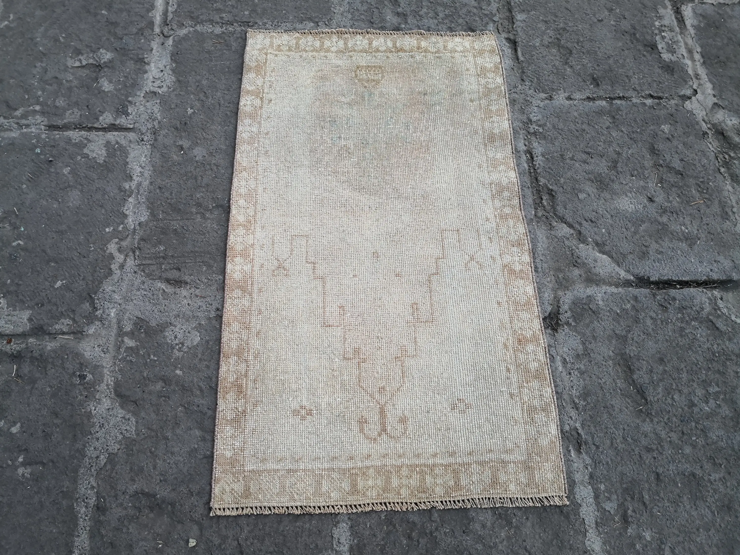 2x3.4 ft Turkish Rug, Vintage Small Rug, Brown Gray Oriental Rug - 1